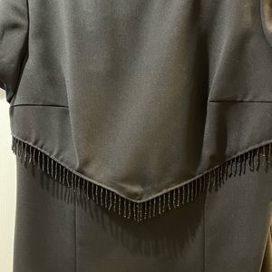 Black Embellished Sheath Midi Dress with Sailor Collar